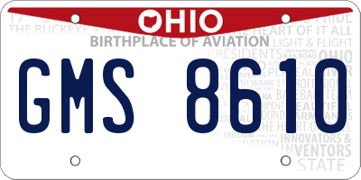 OH license plate GMS8610
