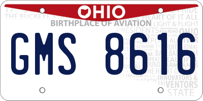OH license plate GMS8616