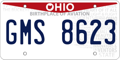 OH license plate GMS8623