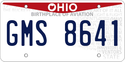 OH license plate GMS8641