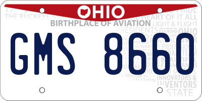 OH license plate GMS8660