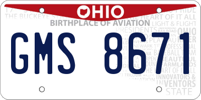 OH license plate GMS8671