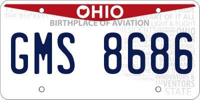 OH license plate GMS8686