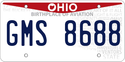 OH license plate GMS8688