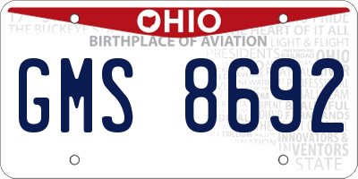 OH license plate GMS8692