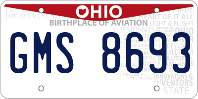 OH license plate GMS8693