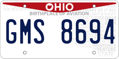 OH license plate GMS8694