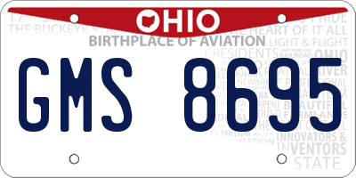 OH license plate GMS8695