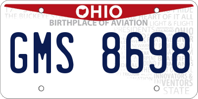 OH license plate GMS8698