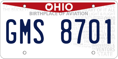 OH license plate GMS8701