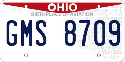 OH license plate GMS8709