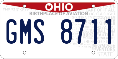 OH license plate GMS8711