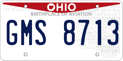 OH license plate GMS8713
