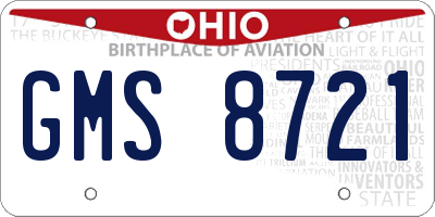 OH license plate GMS8721