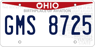 OH license plate GMS8725
