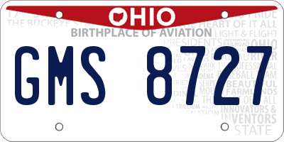 OH license plate GMS8727