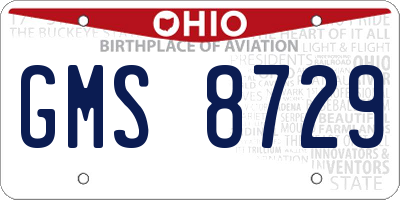 OH license plate GMS8729