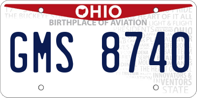 OH license plate GMS8740