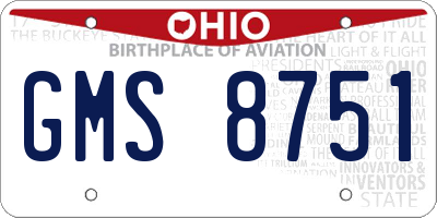 OH license plate GMS8751