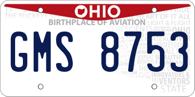 OH license plate GMS8753