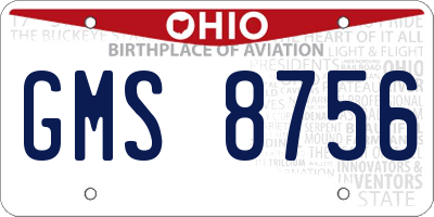 OH license plate GMS8756