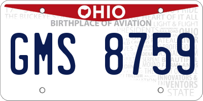 OH license plate GMS8759
