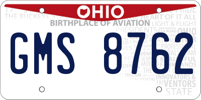 OH license plate GMS8762