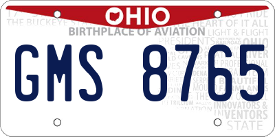 OH license plate GMS8765