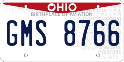 OH license plate GMS8766