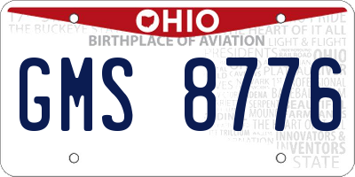 OH license plate GMS8776