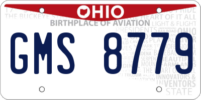 OH license plate GMS8779