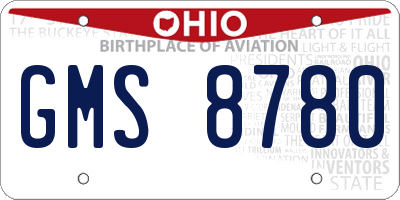 OH license plate GMS8780