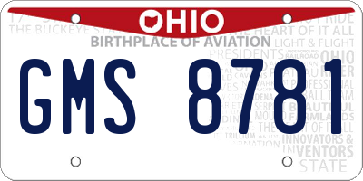 OH license plate GMS8781
