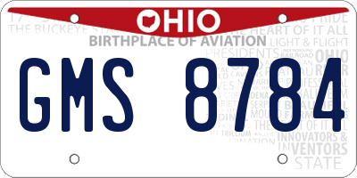 OH license plate GMS8784