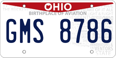 OH license plate GMS8786