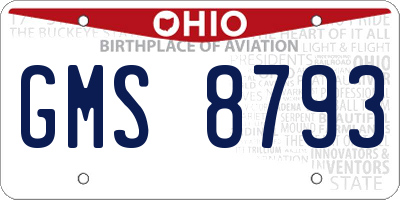 OH license plate GMS8793