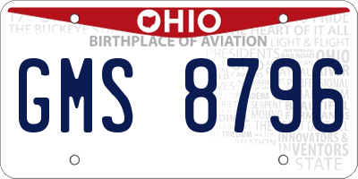 OH license plate GMS8796