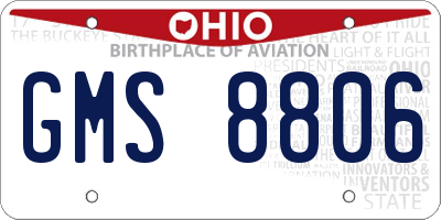 OH license plate GMS8806