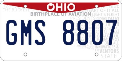 OH license plate GMS8807