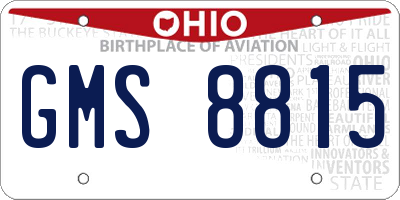 OH license plate GMS8815