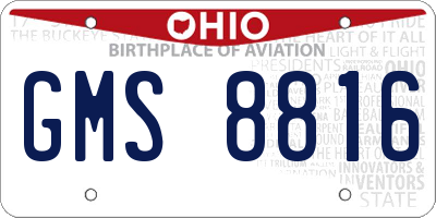 OH license plate GMS8816