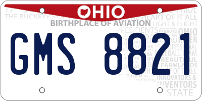 OH license plate GMS8821