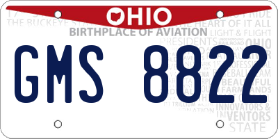 OH license plate GMS8822