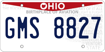 OH license plate GMS8827