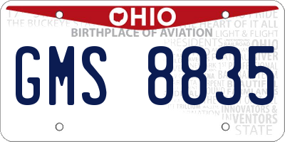 OH license plate GMS8835