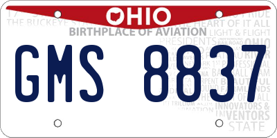 OH license plate GMS8837