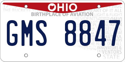 OH license plate GMS8847