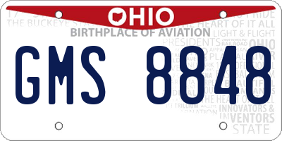 OH license plate GMS8848
