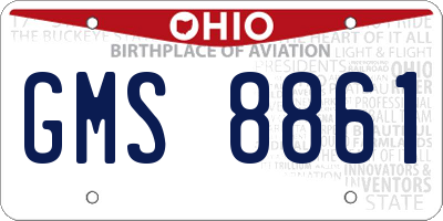 OH license plate GMS8861