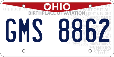 OH license plate GMS8862